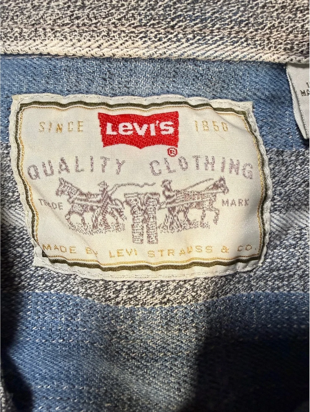 Vintage Levi Authentic Jeanswear Mens Plaid Flannel Long Sleeve Button Up Shirt